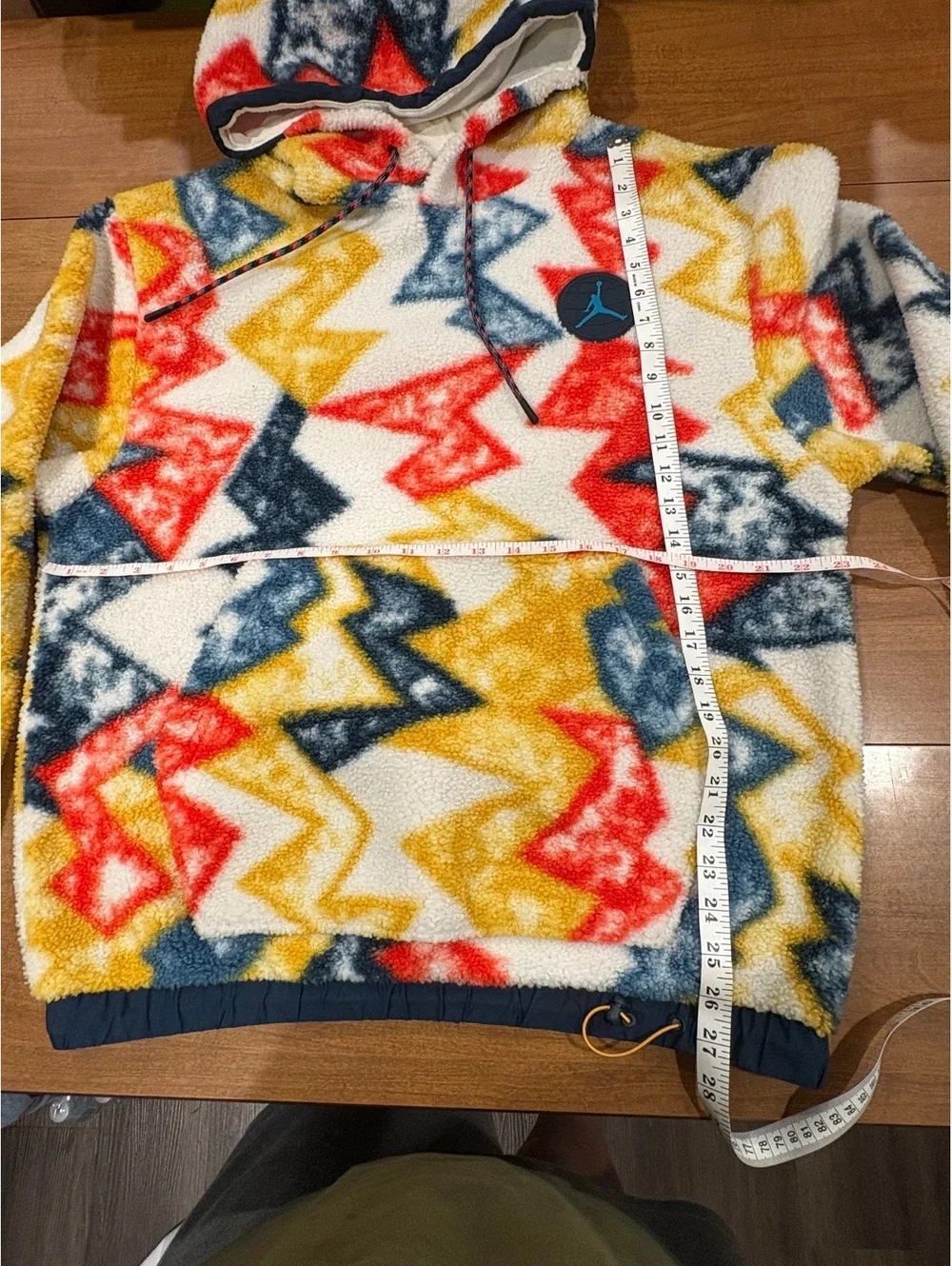 Jordan Fleece Pullover Hoodie with Colorful Geometric Pattern
